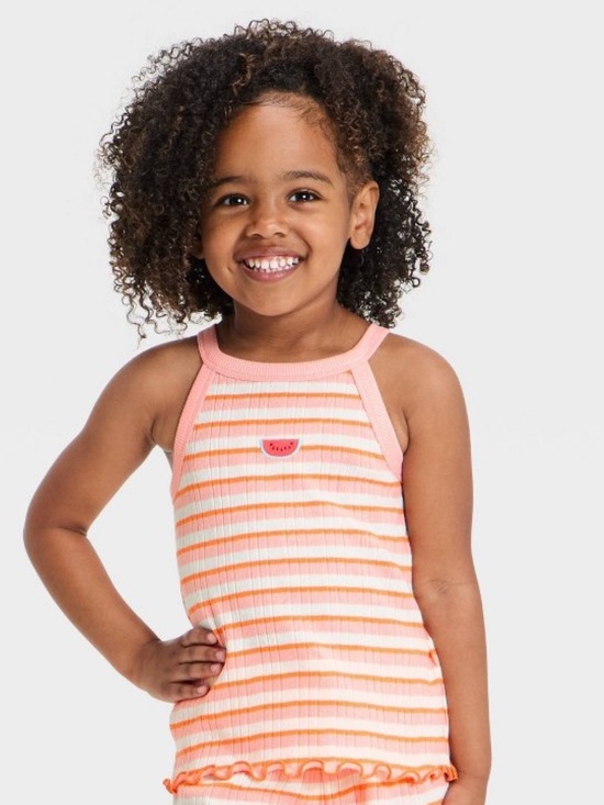 Cat & Jack Other - Toddler Girls' Striped Knit Tank Top - Cat & Jack Pink/Orange 5T